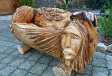 Lavica z dreva do záhrady, umelecká